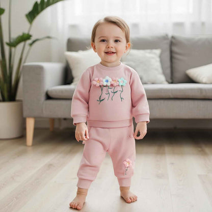 Beauace 2pcs Baby Girl Clothes 3D Floral Print Outfit Long Sleeve Shirt + Trousers Newborn Baby Clothing Clinder Autumn Baby Set