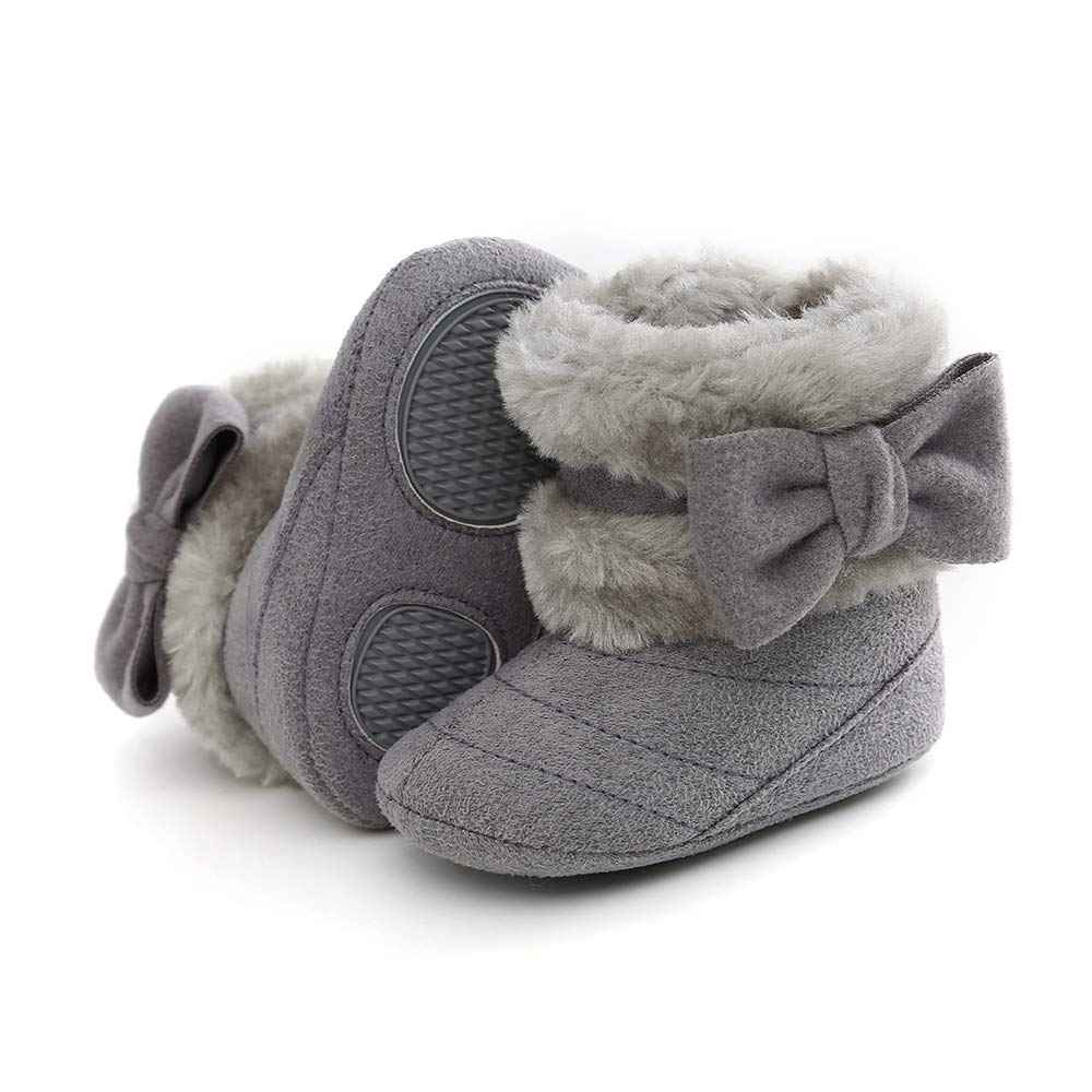 LACOFIA Baby Girls Soft Sole Winter Boots Toddler Warm Fleece Slippers Crawling Shoes