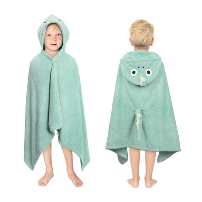 decalsweet Bath Towels for Kids, Large Softness and Absorbent Hooded Baby Bath Towel, Coral Fleece Children's Towel for Bathrobe Boys and Girls, 70 x 140 cm (Blue Elephant) 