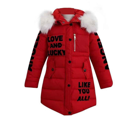 Down Jacket Girls Children's Parka Hooded Jacket Coat Long Jacket Made of Faux Fur Warm Winter