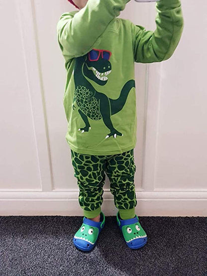 Dinosaurier-Pyjamas für Jungen, lange Nachtwäsche aus Baumwolle, Pyjamas für Kinder