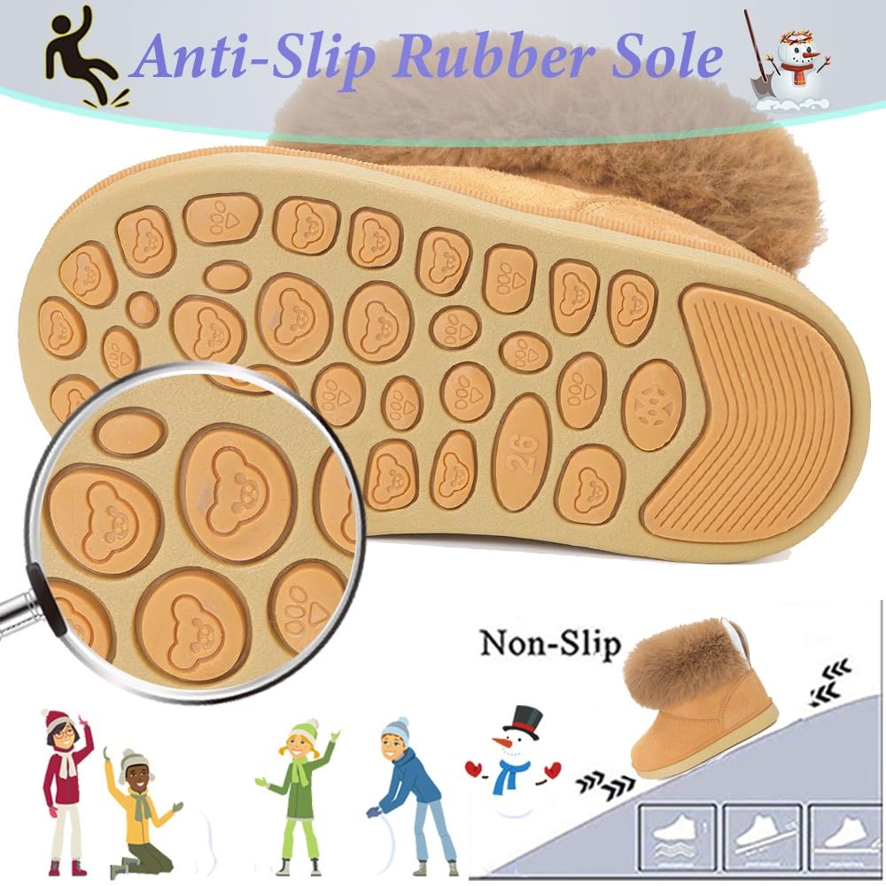 Gaatpot Baby Boots, Girls' Boots, Winter Shoes, Snow Boots, Children's Slip-On Boots, Warm Plush Lined, Comfortable, Rabbit Ears, Shoes, EU 20-29