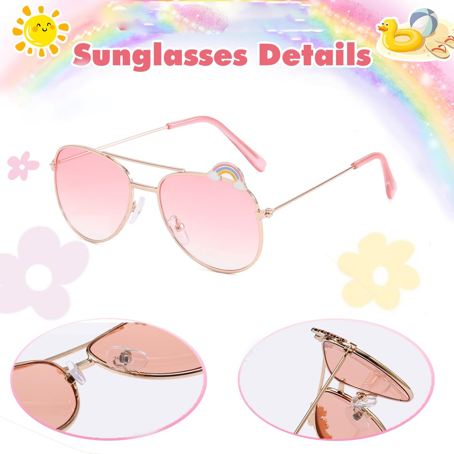 Hifot Sonnenbrille Kinder für Mädchen, Kinder Pilotenbrille mit Edelstahl Metall Gestel Kleinkind Sonnenbrille Kinder Sonnenbrillen 3-12jahre