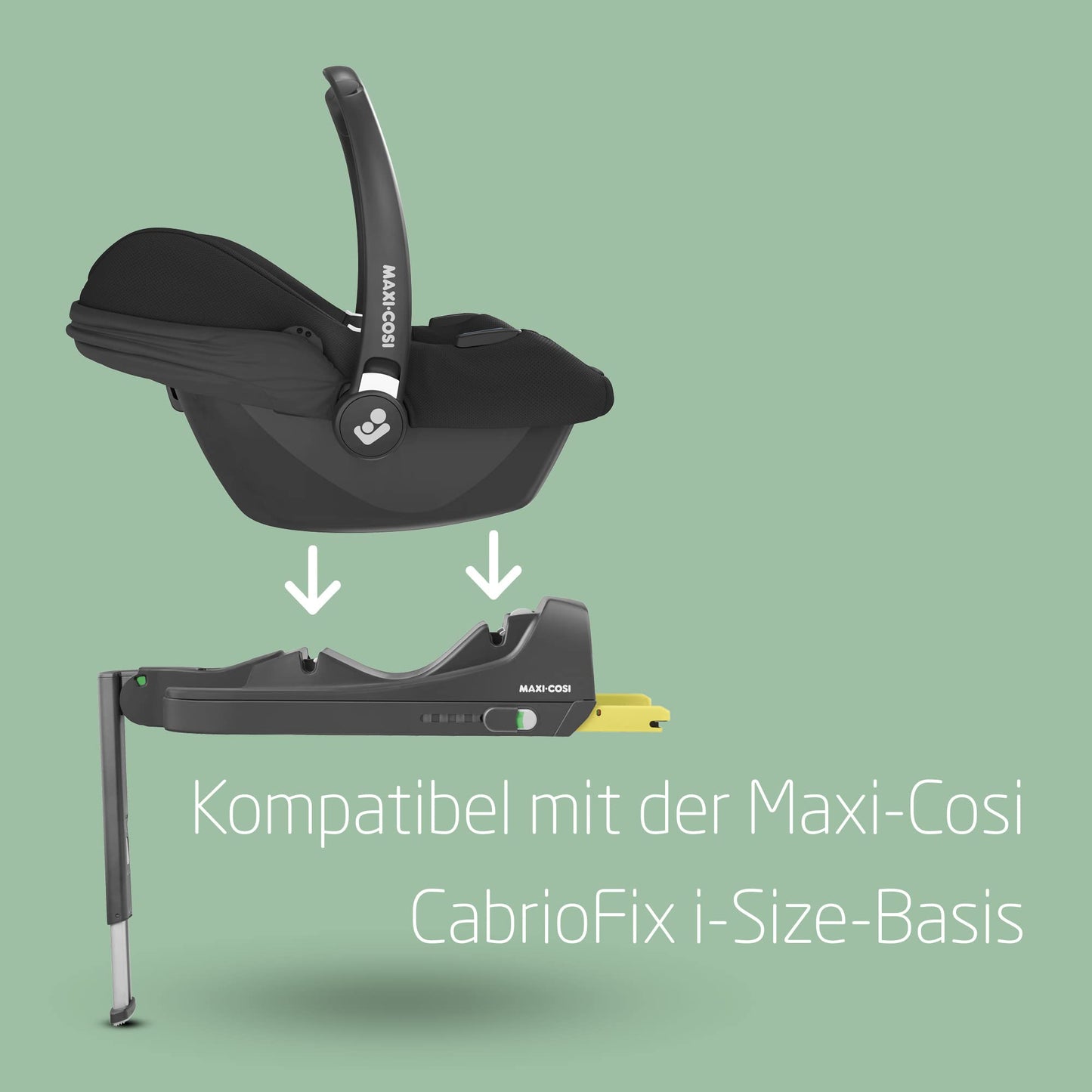 Maxi-Cosi CabrioFix i-Size, Babyschale, 0–12 Monate, max. 12 kg, leichter i-Size Kindersitz (3,2 kg), Sonnenverdeck, gepolsterter Sitz, für viele Maxi-Cosi Kinderwagen, Essential Green - Meloni2