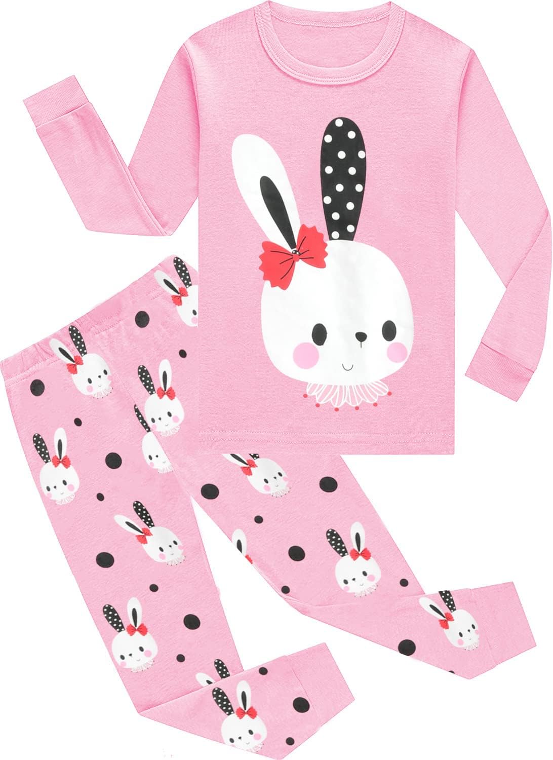 EULLA Kinder Mädchen Schlafanzüge Langarm Baumwolle Winter Pyjama Set Einhorn Prinzessin Dino Hase Eule Zweiteilig Nachtwäsche 1-10 Jahre 92 98 104 110 116 122 128 134 140