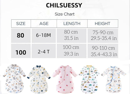 Chilsuessy Baby Sleeping Bag Winter with Removable Long Sleeve Organic Cotton Baby Sleeping Bag Small Children All-Year Sleeping Bag Pyjamas for Boys and Girls, Crown/2.5 Tog, 75-90 cm