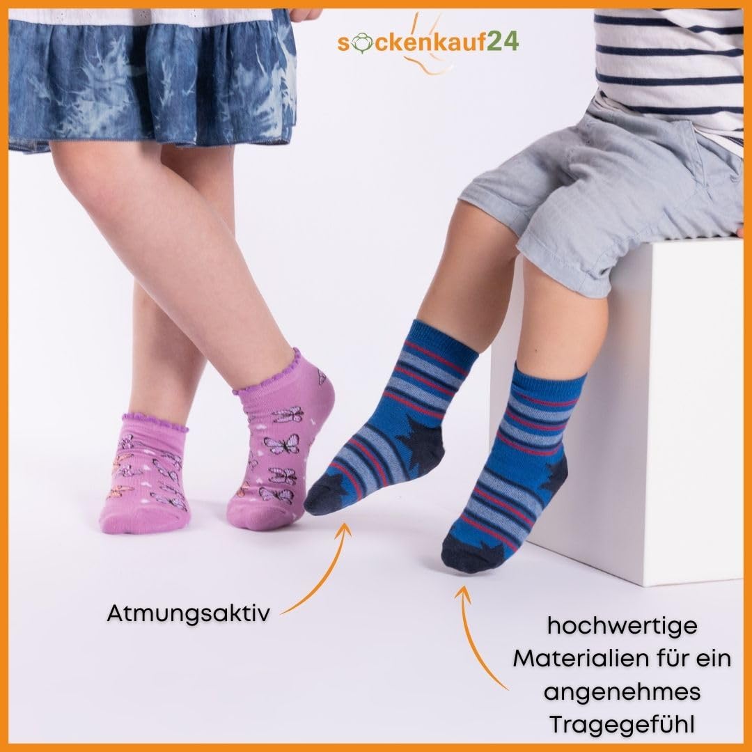10 Paar Kinder Socken Jungen & Mädchen Baumwolle Kindersocken