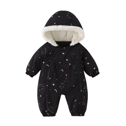 JiAmy Baby Snowsuit, Baby Boys Girls Winter Jumpsuit Romper Newborn Snow Overall for 0-24 Months