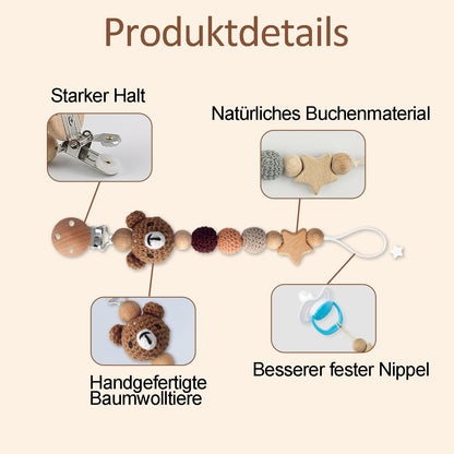 Handgemachte Bär Design Schnullerkette Cup Catcher BPA-frei Sicherheitsgurt für Verstellbarer Kinderwagenkette zum Aufhängen von Trinkbecher Halteriemen für Kinderwagen