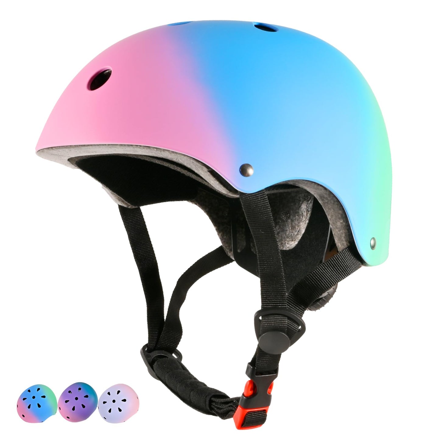 LOKJIJI Verstellbarer Kinder Fahrradhelm Skaterhelm für Mädchen Jungen Kinder Jugend, Farbe Farbverlauf Kinder Schutzhelme für Multi-Sportarten Fahrrad Skateboard Skaten