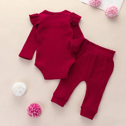 Baby Mädchen Kleidung Set, Weiches Neugeborenes Outfit mit Langarm Bodysuit Strampler, Hose und Stirnband / Hut