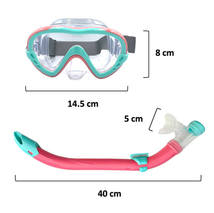 EasyDive Snorkel Set Children's Snorkel Mask with Elastic Band Anti-Fog Diving Mask Diving Mask Dry Silicone Material Snorkelling Set for Boys Girls