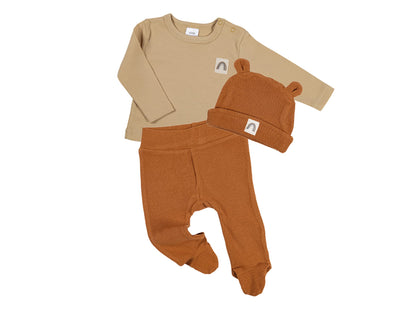Clinotest Baby Romper Set - 3-Piece Baby Clothes for Girls & Boys 0-6 Months - Hat, Shirt, Trousers - Soft Cotton, Elastic Waistband, Breathable - Perfect for Newborns & Toddlers
