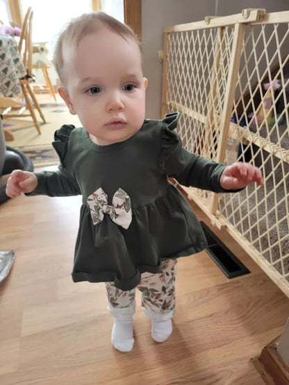 Baby Mädchen Kleidung Langarm Rüschen Tops und Blumen gedruckt Hosen Kleinkind Baby Mädchen Outfits Sets