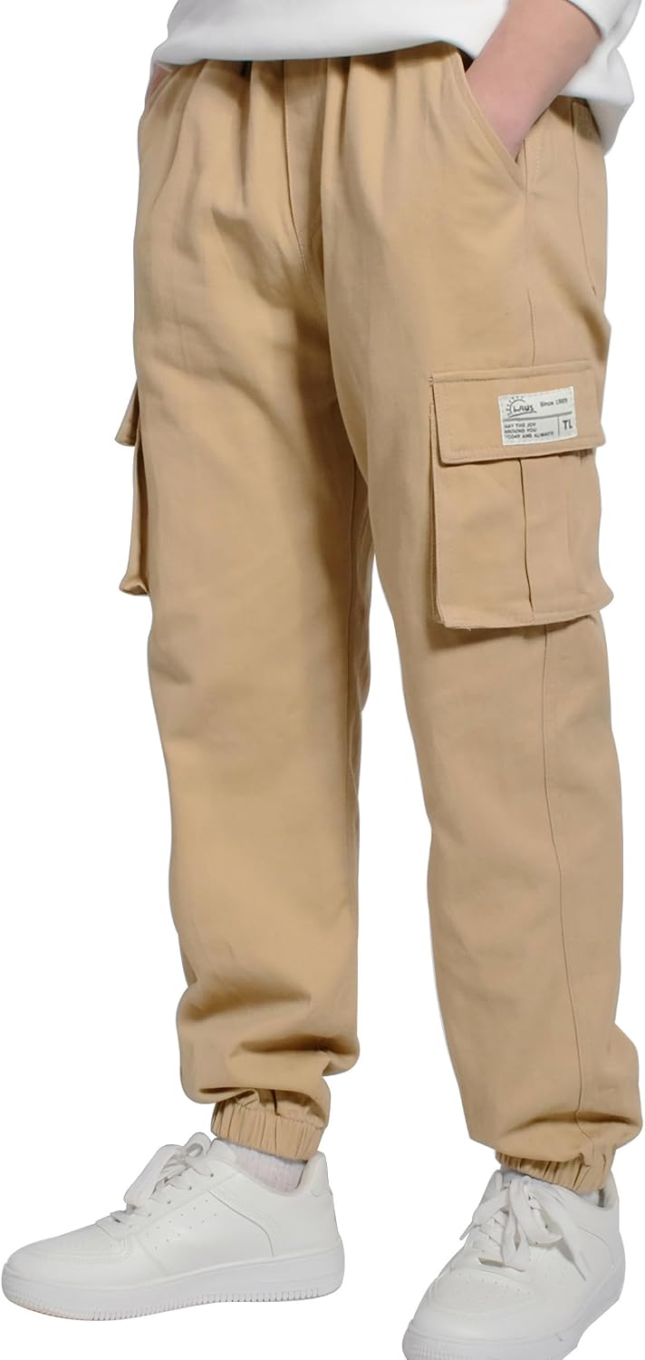 LAUSONS Pants for Boys Cargo Pants Children's Pants Cargo Jogging Pants Leisure Pants with Elastic Band 
