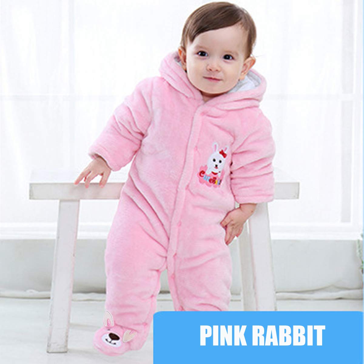 Gaorui Newborn Unisex Baby Winter Jumpsuit with Hood Romper Fleece Onesie All in One Snowsuit Outfits