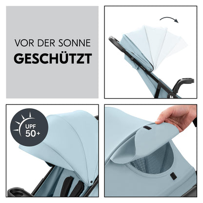 hauck 3in1 Kinderwagen Set Shop N Care Trio Set inkl. Buggy, Babywanne, Babyschale ab Geburt bis 22 kg, Klein Zusammenklappbar, Liegefunktion, Getränkehalter & Tablett, UV-Schutz 50+ (Grey)