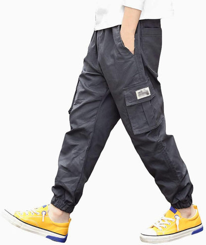 Deekynoop Children's Cargo Trousers Boys Twil Cargo Jogging Bottoms with Elastic Waistband
