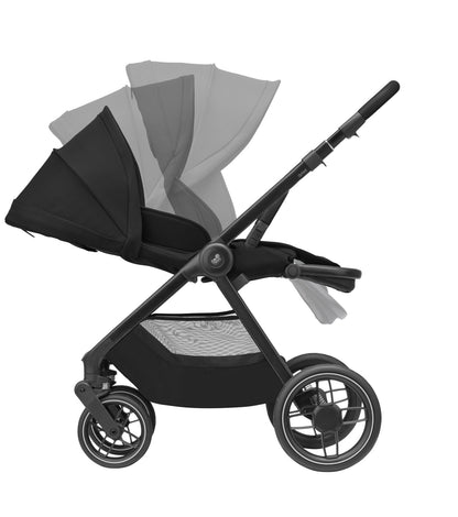 Maxi-Cosi Oxford Plus Baby Stroller 2 in 1 Set with Carrycot 0-4 Years 0-22kg Compact Folding Soft Suspension 3 Reclining Positions 10kg Storage Basket Twillic Graphite 