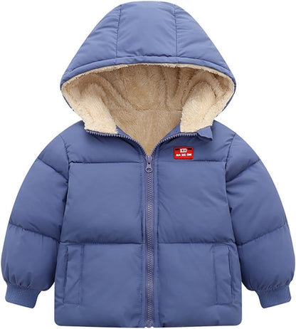 kids4ever Baby Winter Jacket Coat Zip Hooded Jacket Windproof Warm Fleece Outerwear Snowsuit with Two Pockets for Boys Girls 12 Months - 5 Years