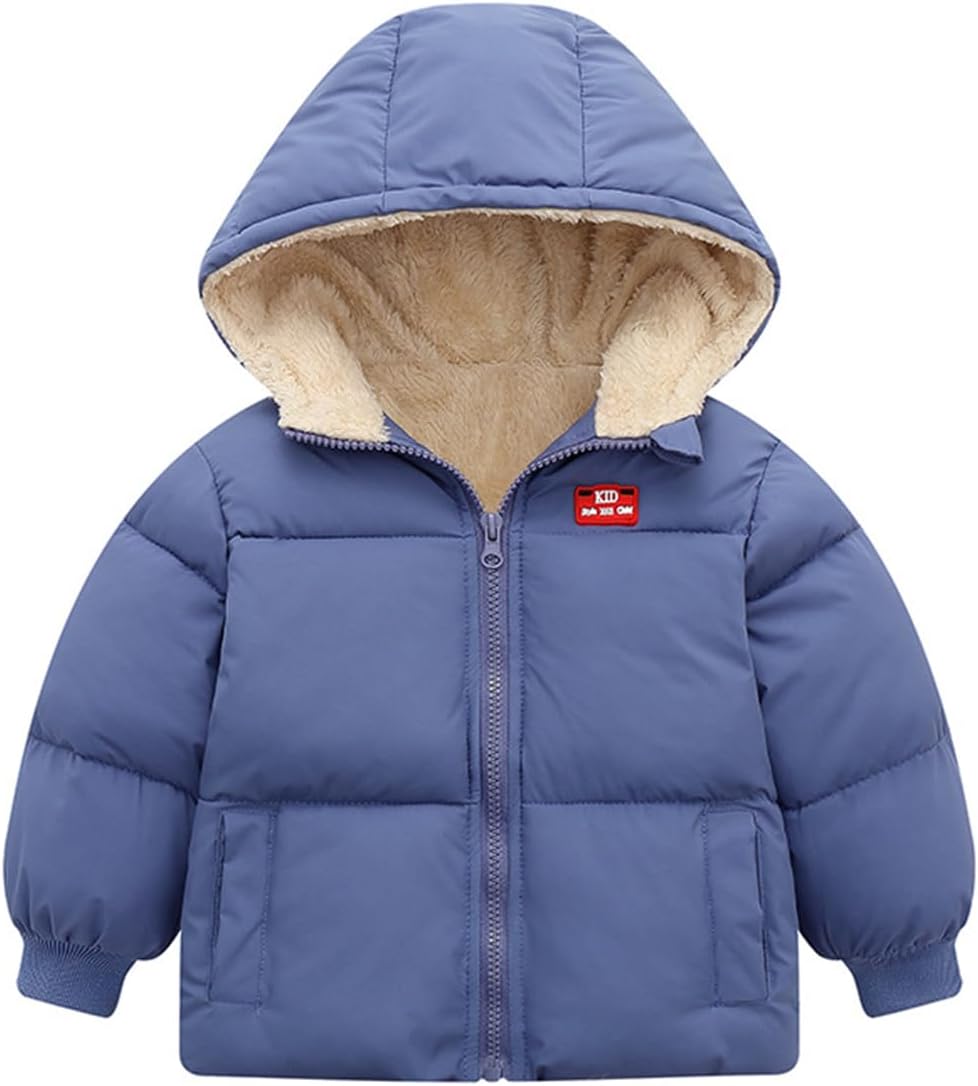kids4ever Baby Winter Jacket Coat Zip Hooded Jacket Windproof Warm Fleece Outerwear Snowsuit with Two Pockets for Boys Girls 12 Months - 5 Years