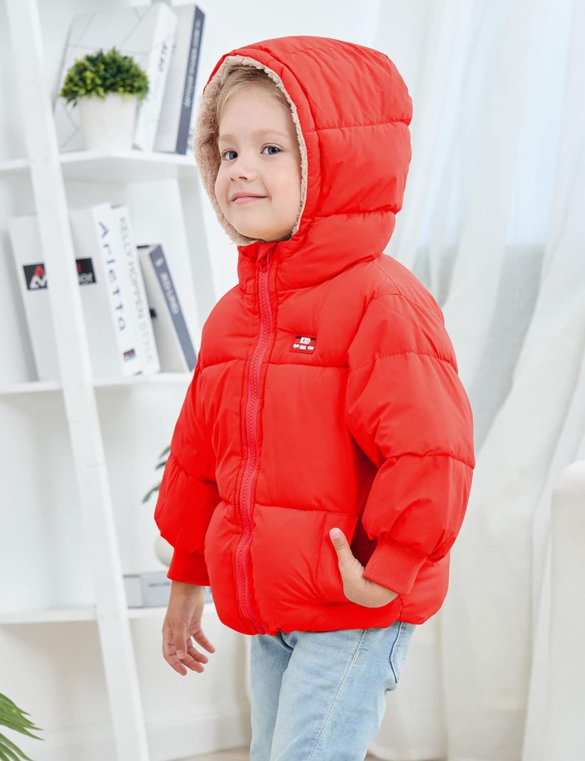 kids4ever Baby Winter Jacket Coat Zip Hooded Jacket Windproof Warm Fleece Outerwear Snowsuit with Two Pockets for Boys Girls 12 Months - 5 Years