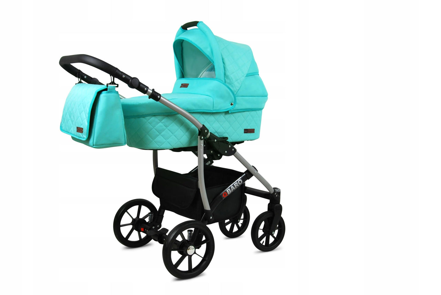 BabyLux® Bambimo Qbaro 3-in-1 Pushchair Set Including Baby Carrycot, Buggy Sports Seat, Car Seat - Car Seat - Pram Set - Combination Pram with Changing Bag, Rain Cover etc. 