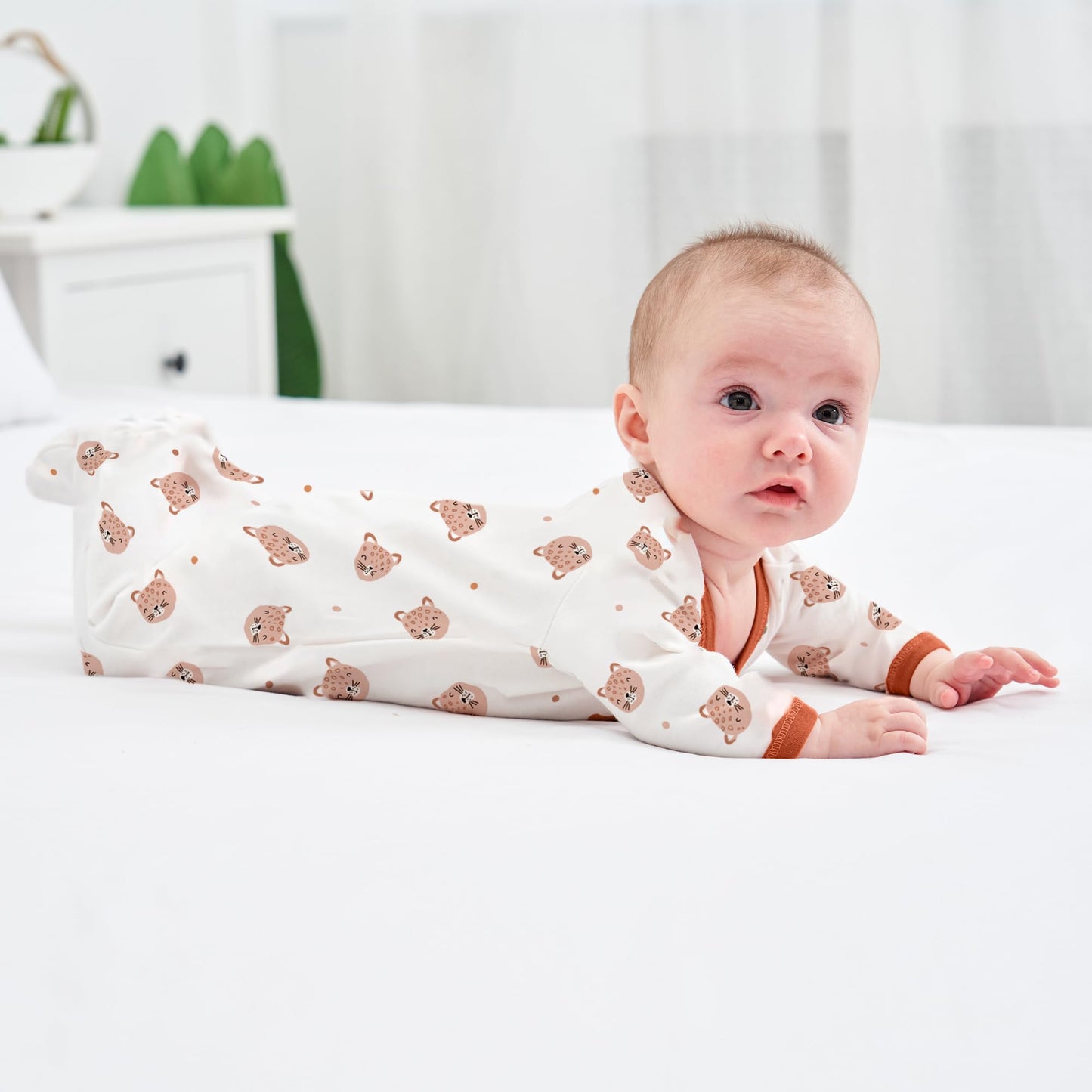 Babyschlafstrampler Baumwolle mit Füßen mit Knöpfen Größe 56 62 68 cm für Jungen Mädchen Neugeborene 3er Pack