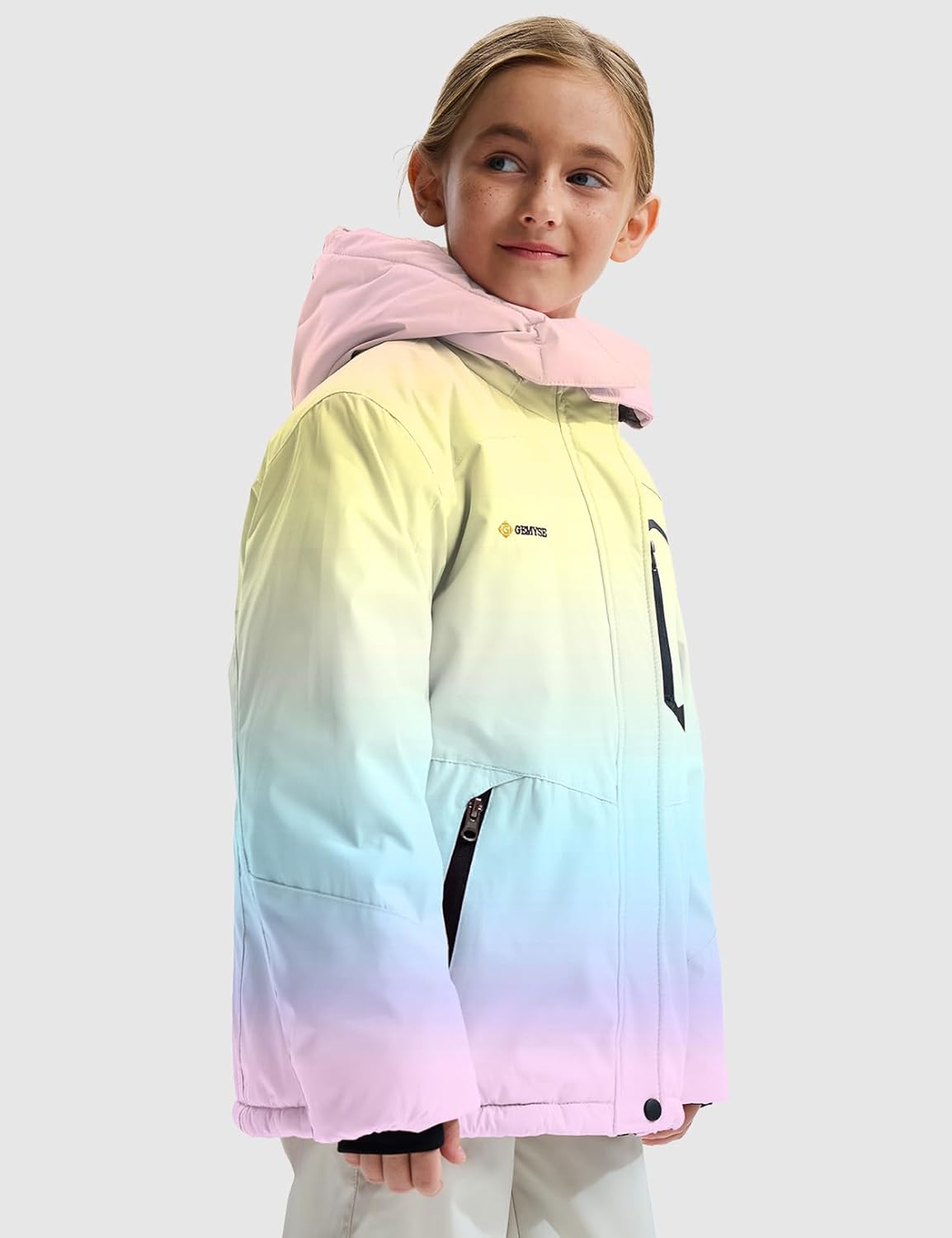 Gemyse Boys' Waterproof Ski Jacket, Windproof Fleece Jacket, Outdoor Winter Jacket, Rain Jacket with Hood