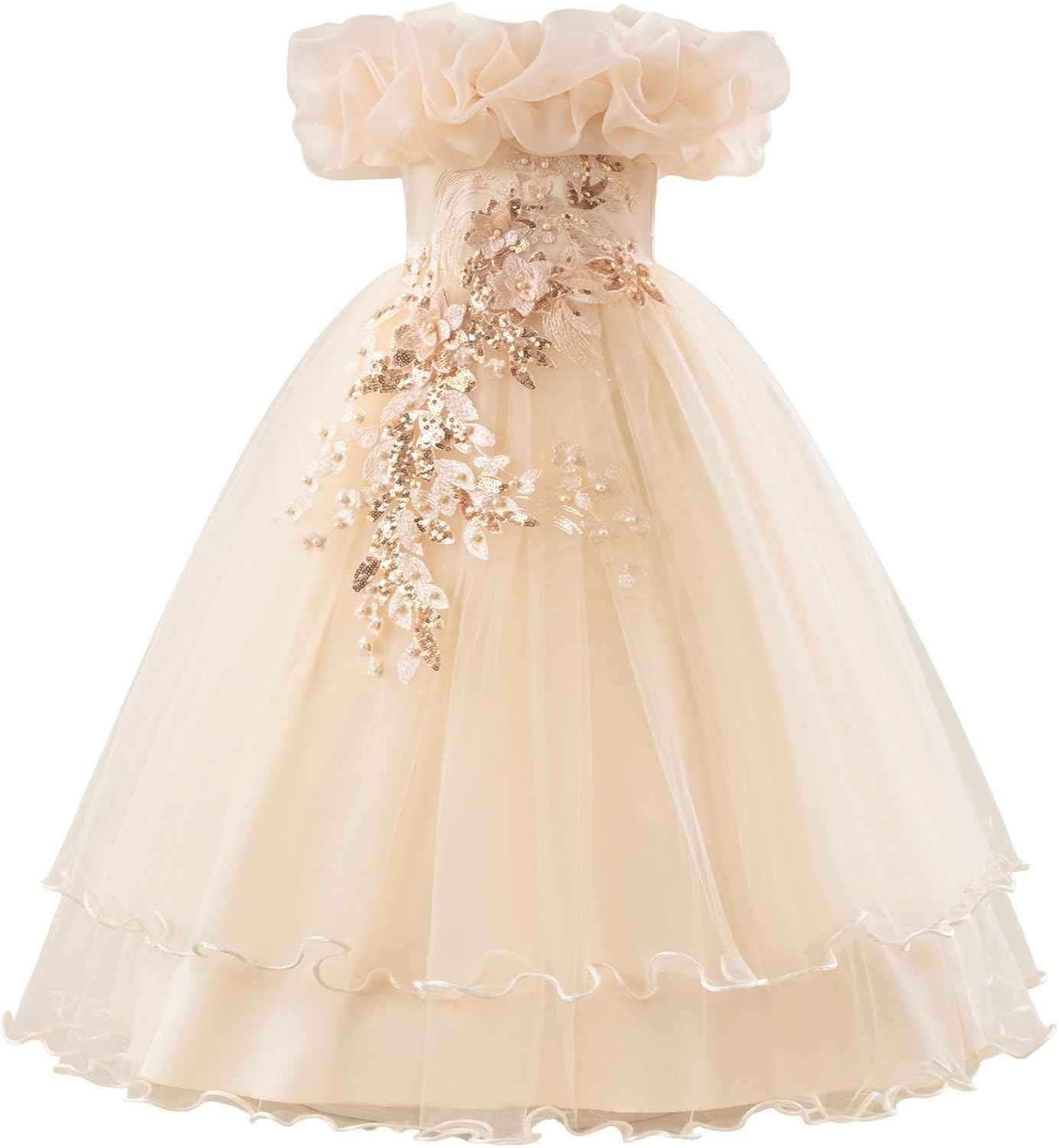 Children's Girls Flower Girl Dresses Embroidered Wedding Bridesmaid Dresses Strapless Princess Dresses Piano Costumes