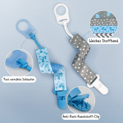 Suofuolef 4 Pack Schnullerkette Baby Mädchen, Baby Schnullerband Set mit Adaptern, Schnuller Clips für Neugeborenen Geburt & Taufe Geschenk, Rose