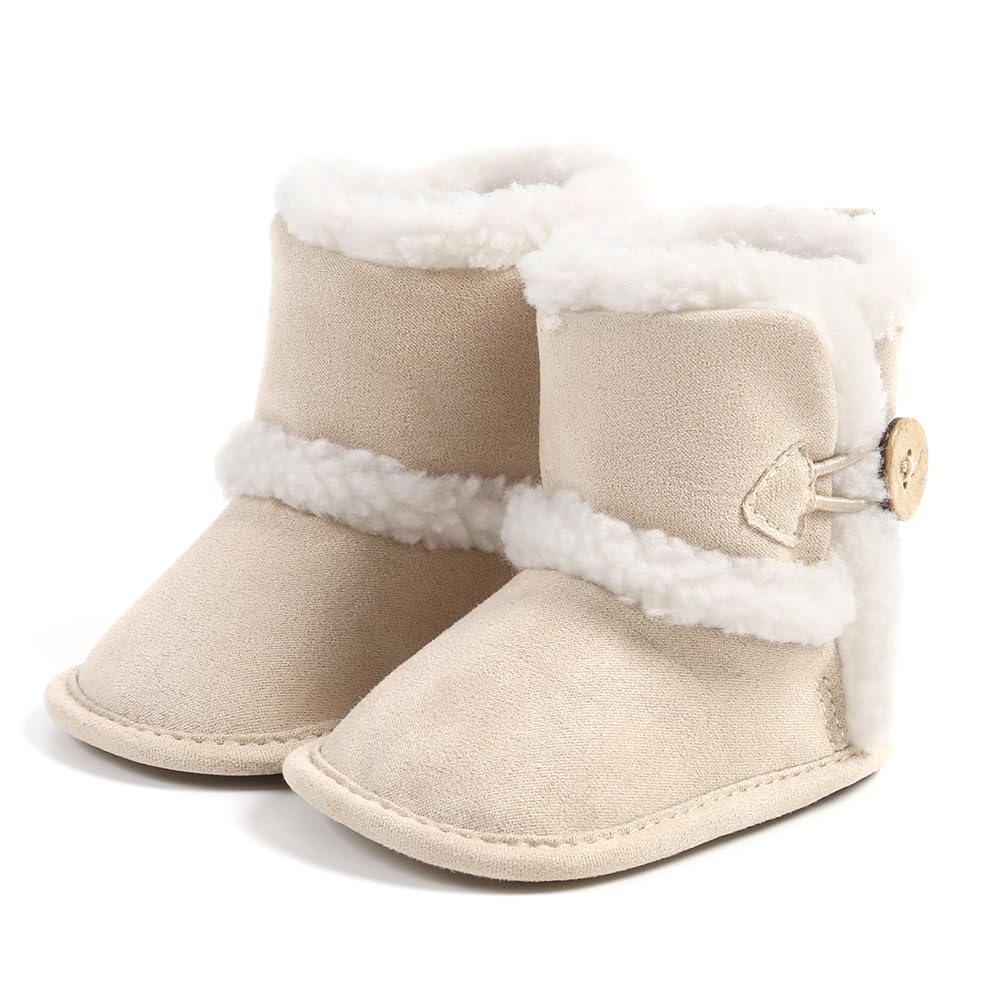 Baby Winter Warm Snow Boots Newborn Baby Girls Boys Soft Sole Buttons Fleece Boots Infant Toddler First Walker Shoes