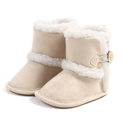 Baby Winter Warm Snow Boots Newborn Baby Girls Boys Soft Sole Buttons Fleece Boots Infant Toddler First Walker Shoes