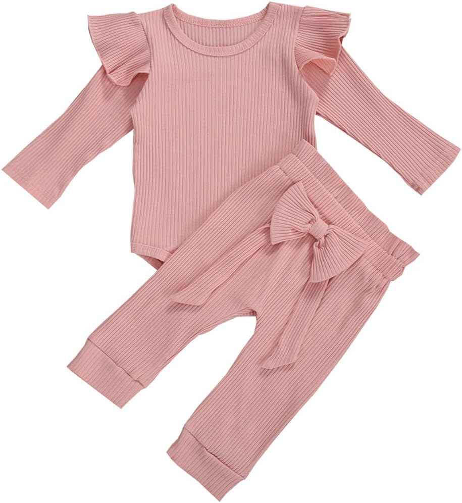 Geagodelia T-45461 Baby Girl Clothing Set, Soft Newborn Outfit with Long-Sleeved Bodysuit Romper, Trousers and Headband / Hat