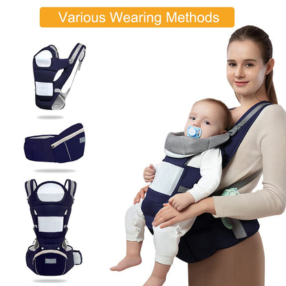 Azeekoom Baby Carrier Ergonomic with Hip Seat, Cotton Child Carrier Dorsal and Ventral, Lightweight Breathable, Adjustable Headrest for Babies and Children from 0 to 48 Months (3.5 to 25 kg) 