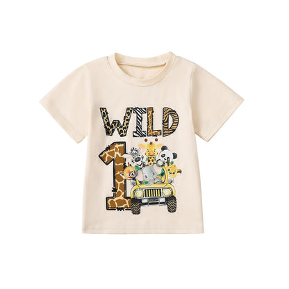 Baby Junge 1. Jahr Geburtstags T-Shirt Wild One Kurzarm Oberteil Baby Mein Erster Geburtstags Outfit Sommer Kleidung
