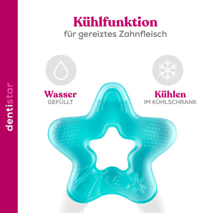 Dentistar Kühlbeißring 2er-Set – Beißring Baby ab 3 Monate – Kühlende Zahnungshilfe und Beißspielzeug für Babys und Kleinkinder - BPA frei - Türkis