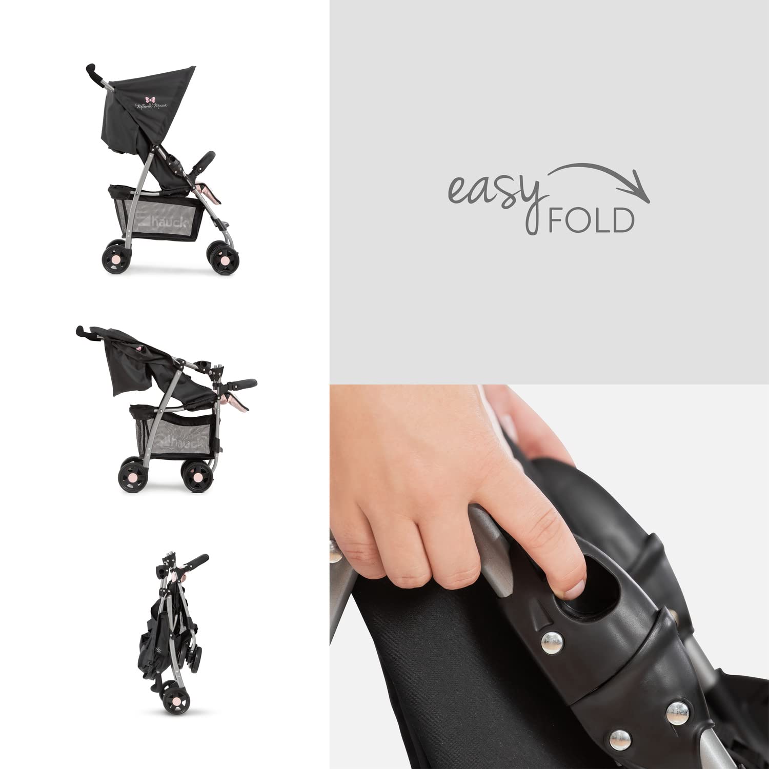 Hauck Lightweight Stroller up to 18 kg with reclining function from birth, small foldaway, sun canopy, large basket - Meloni2