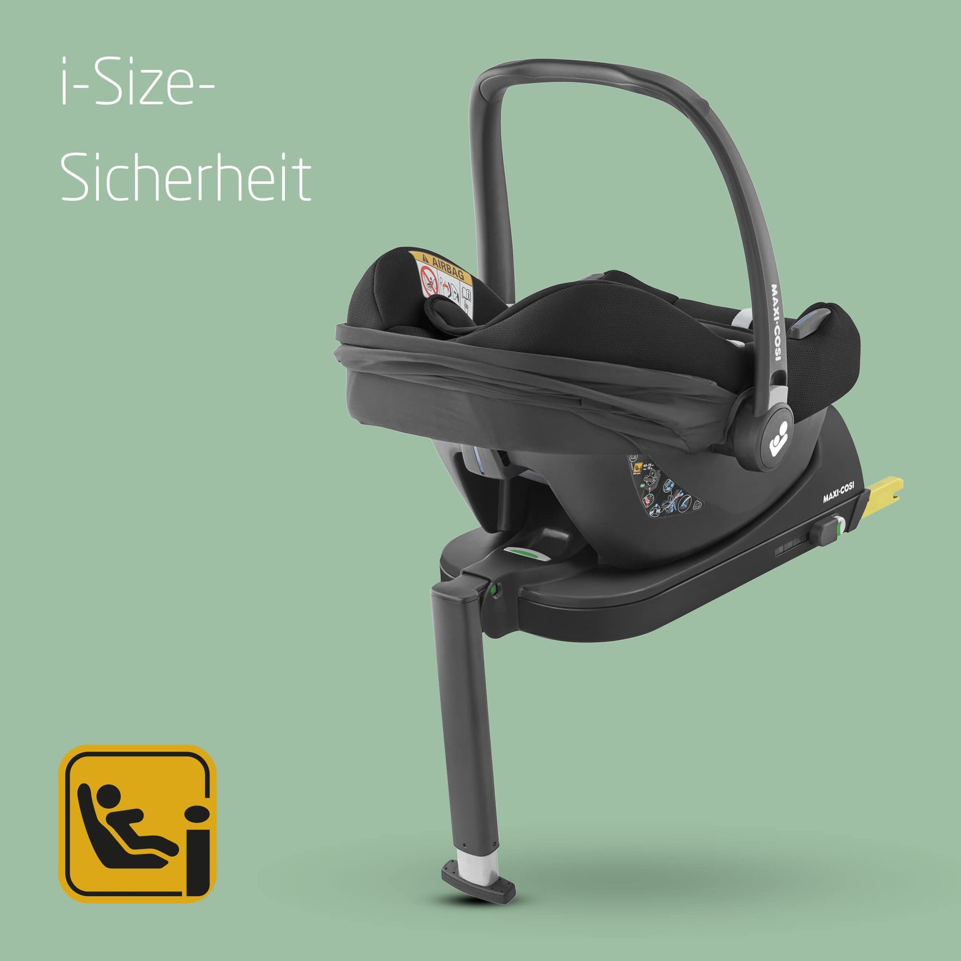 Maxi-Cosi CabrioFix i-Size, Babyschale, 0–12 Monate, max. 12 kg, leichter i-Size Kindersitz (3,2 kg), Sonnenverdeck, gepolsterter Sitz, für viele Maxi-Cosi Kinderwagen, Essential Green - Meloni2