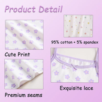 Yintry Bedruckte Unterhemden für Mädchen Baumwollunterhemd/Tanktops für 2-12 Jahre Elastische Cami-Westen 4er-Pack