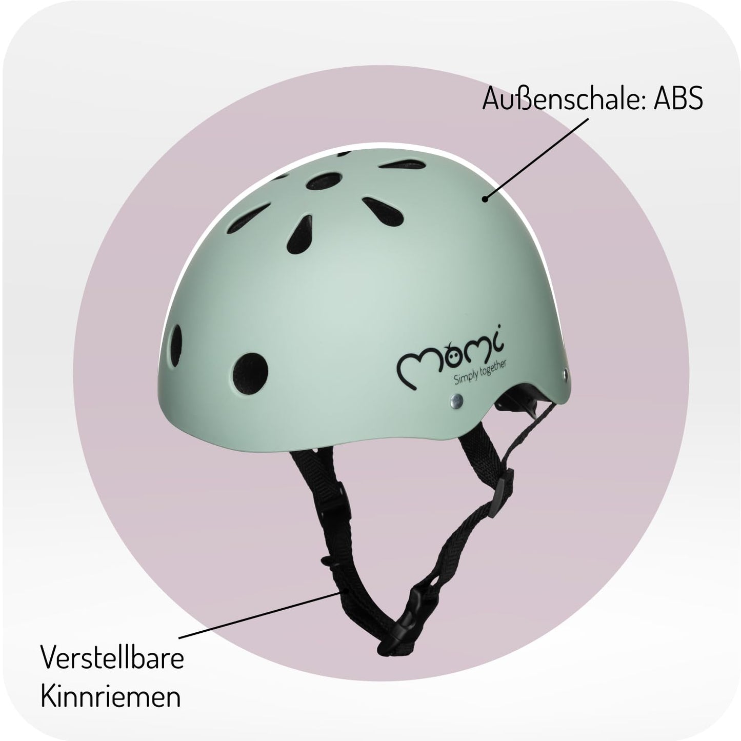MoMi Mimi Kinderhelm verstellbar, Kopfumfang 47 – 58 cm (1-4 Jahre), stoß- und schlagfester Fahrradhelm für Kinder, 11 Lüftungsöffnungen, Schaumstoffpolsterung, Einstellbarer Kinnriemen