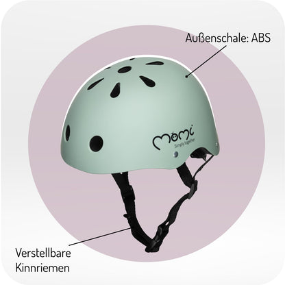 MoMi Mimi children's helmet, adjustable, head circumference 47–58 cm (1-4 years), shock- and impact-resistant bicycle helmet for children, 11 ventilation openings, foam padding, adjustable chin strap 