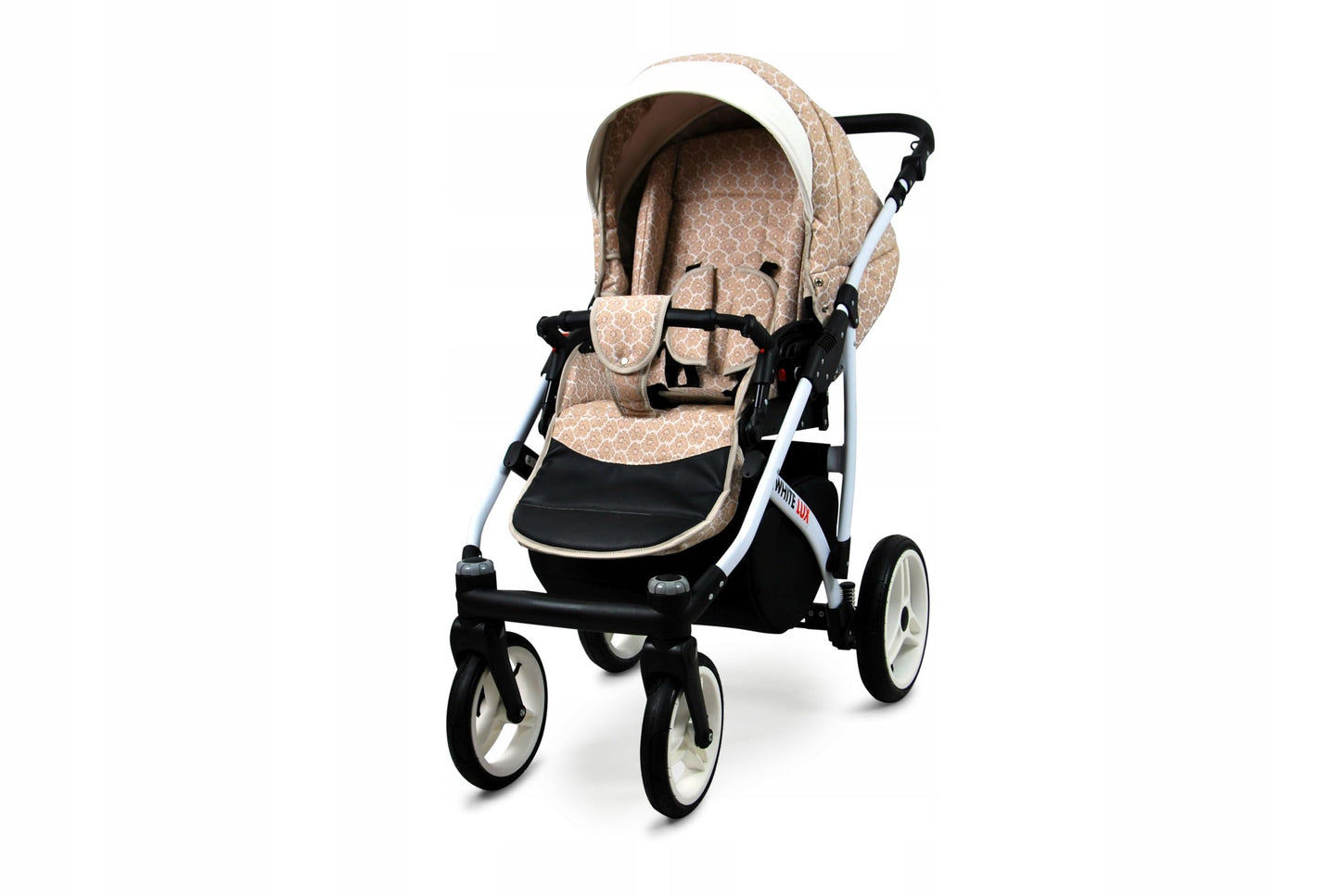 BabyLux® Bambimo Kinderwagen Set 3 in 1 - White Lux - incl. Babywanne, Buggy Sportsitz, Auto-Babyschale - Autositz - Kinderwagenset - Kombikinderwagen mit Wickeltasche, Regenschutz usw.