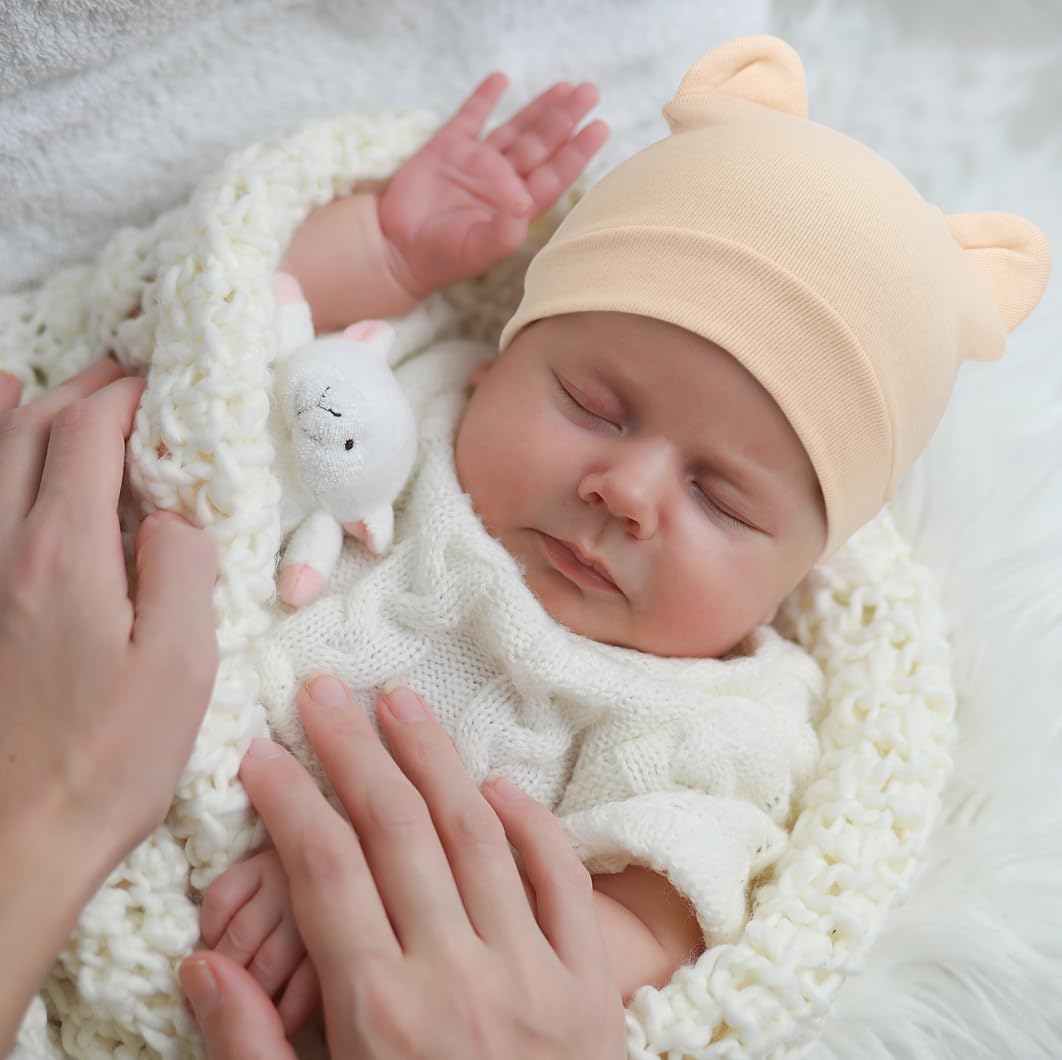 DRESHOW Neugeborenes Baby Mütze Hut und Handschuhe Set Beanie Bekleidung Unisex Infant Hut Kindergarten Mütze Baby Jungen Mädchen 0-6 Monate