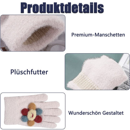 ZDQC 2 Paar Warme Strickhandschuhe Kinder,Süße Handschuhe Kinder,Handschuhe Kinder Stretch,Winter Warme Strickhandschuhe,Vollfinger Handschuhe,Fingerhandschuhe Kinder Winter