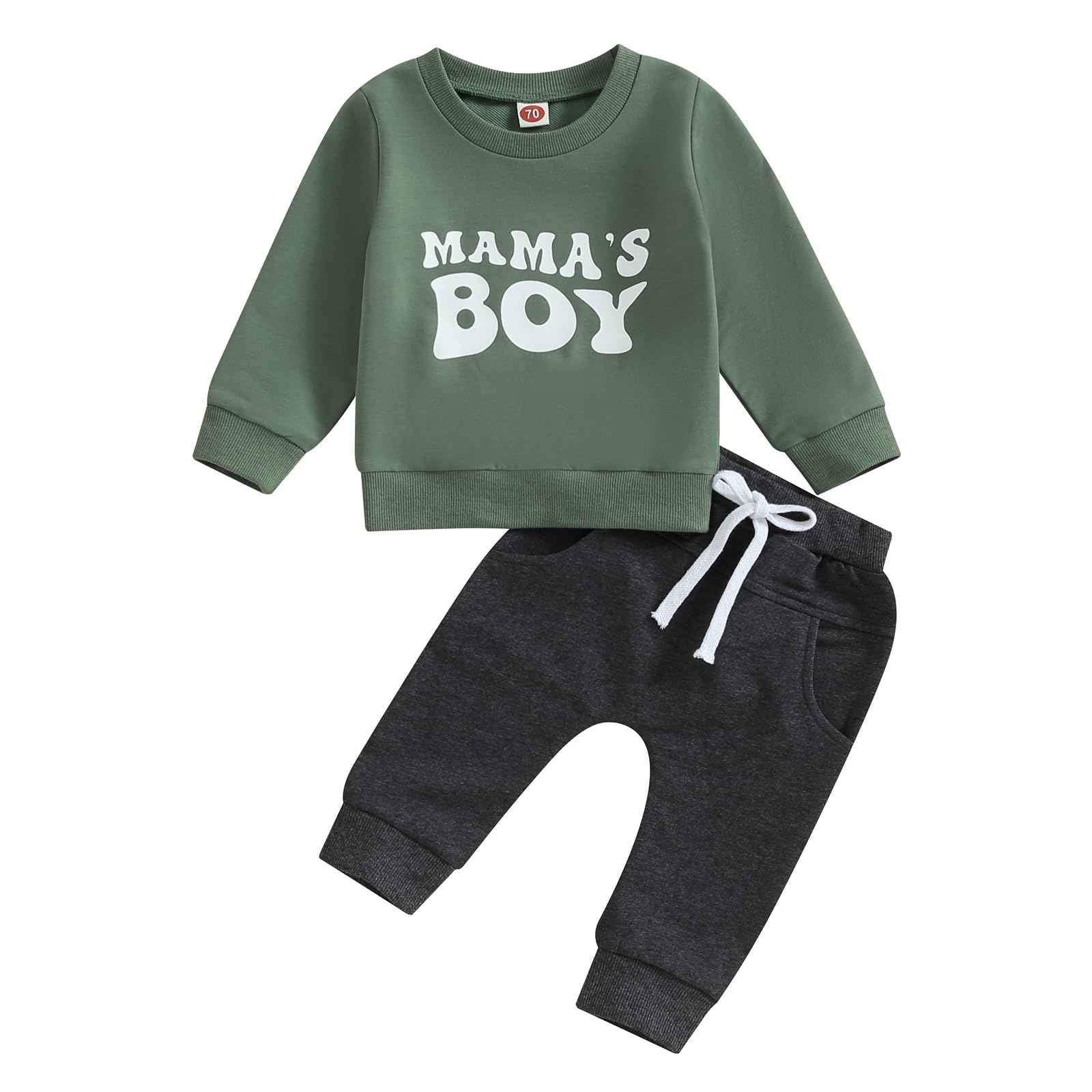 Geagodelia Baby Boys Clothing Outfit Baby Clothing Set Long Sleeve Sweatshirt + Trousers Newborn Soft Baby Set Mama's Boy 2-Piece