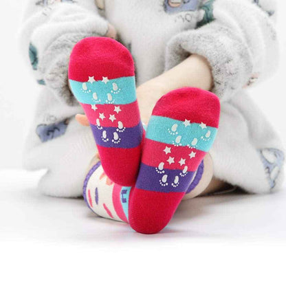6 Pairs Toddler Girls ABS Non-Slip Socks Knee High Cotton Grip Socks Baby Girl Non-Slip Socks