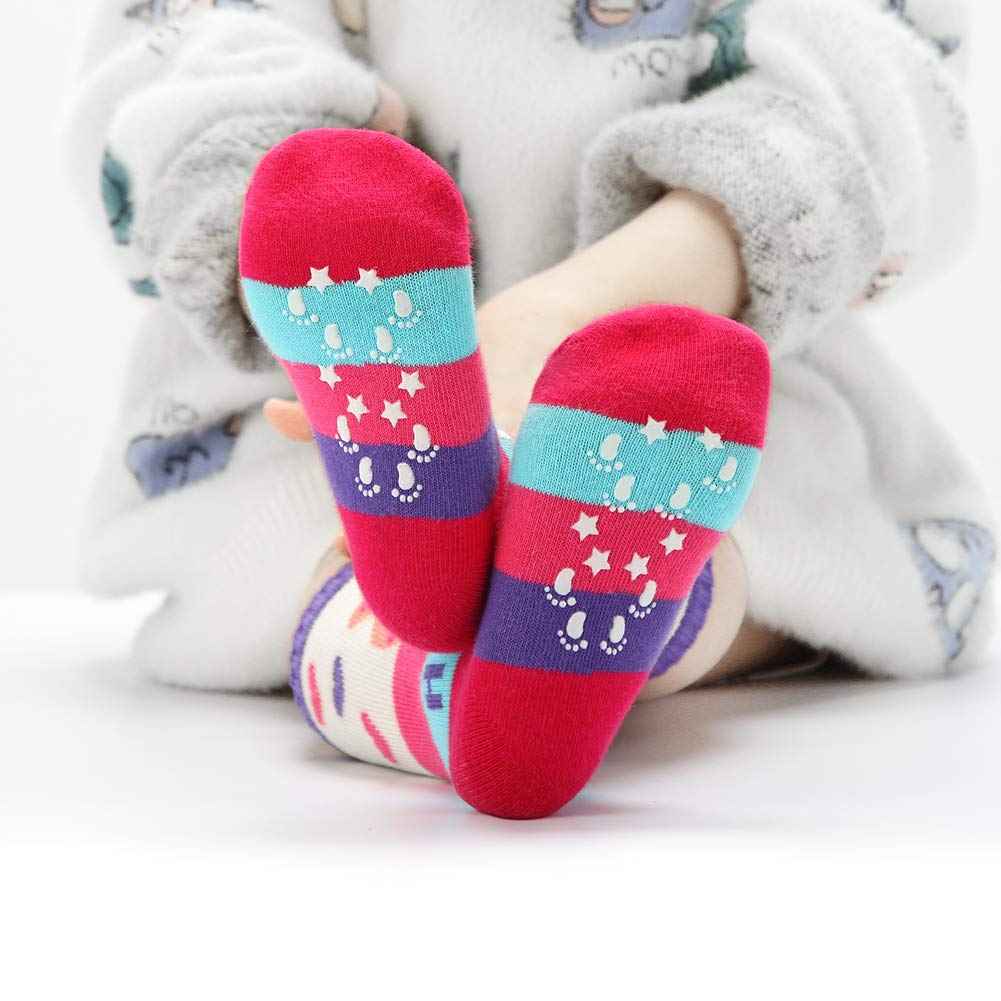 6 Pairs Toddler Girls ABS Non-Slip Socks Knee High Cotton Grip Socks Baby Girl Non-Slip Socks