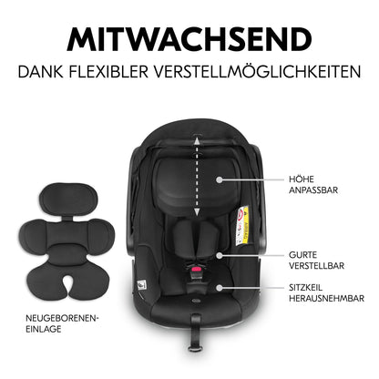 hauck 3in1 Kinderwagen Set Shop N Care Trio Set inkl. Buggy, Babywanne, Babyschale ab Geburt bis 22 kg, Klein Zusammenklappbar, Liegefunktion, Getränkehalter & Tablett, UV-Schutz 50+ (Grey)