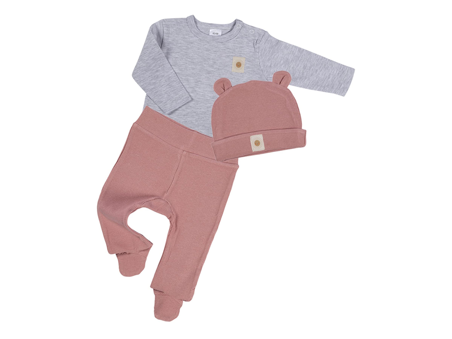 Clinotest Baby Romper Set - 3-Piece Baby Clothes for Girls & Boys 0-6 Months - Hat, Shirt, Trousers - Soft Cotton, Elastic Waistband, Breathable - Perfect for Newborns & Toddlers